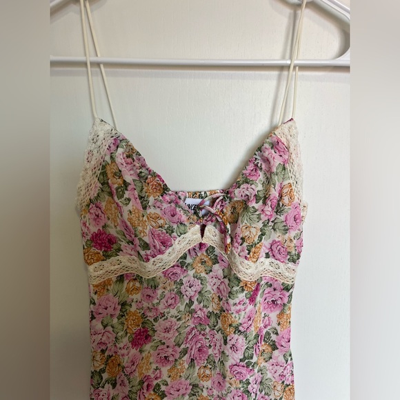 Princess Polly Emily Maxi Dress Sz US 6 Pink Floral‎ Lace Cottage Coquette Fairy - Picture 4 of 6